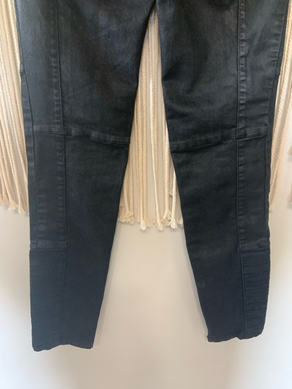 FREE PEOPLE Jillian Coated Moto Skinny Jeans Black Size 26 - Picture 7 of 10